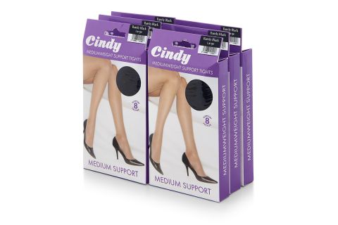 PACK OF 6 CINDY MEDIUMWEIGHT SUPPORT TIGHTS: LARGE