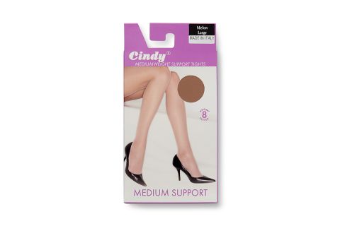 ONE PAIR OF CINDY MELON MEDIUMWEIGHT SUPPORT TIGHTS: LARGE