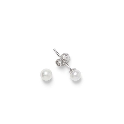 PS04 SILVER 4mm PEARL STUDS