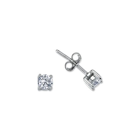 4mm Silver 4 Claw Round Cubic Zirconia Stud