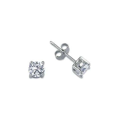 5mm Silver 4 Claw Round Cubic Zirconia Stud