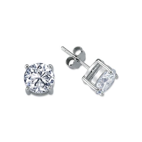 8mm Silver 4 Claw Round Cubic Zirconia Stud
