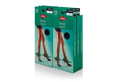 PACK OF 6 SILKY 15 DENIER SHINE TIGHTS: SMALL