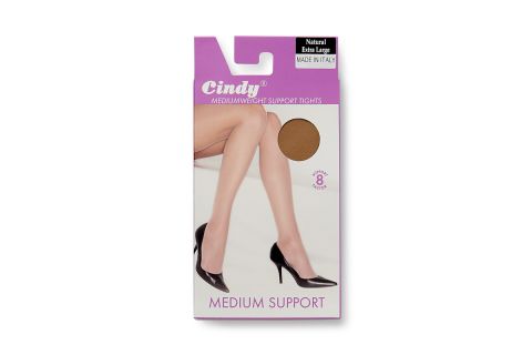 ONE PAIR OF CINDY NATURAL MEDIUMWEIGHT SUPPORT TIGHTS: EXTRA LARGE